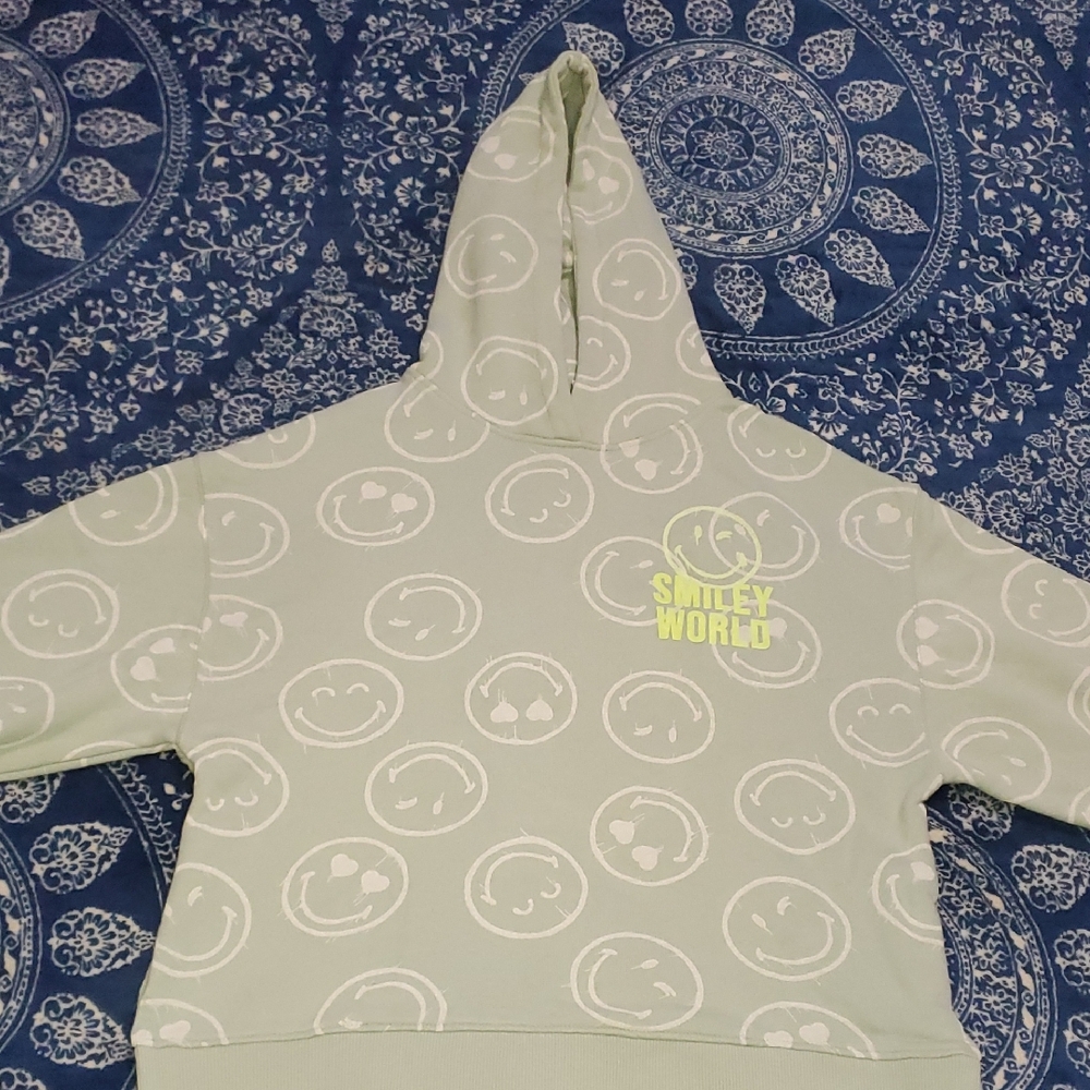 Zara Light Green Smiley World Hoodie